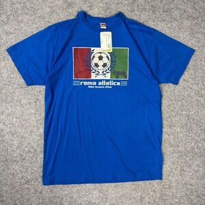 Roma Atletica Mens Blue Soccer Graphic T-Shirt‎ XL Italian Flag Wolf Tee NEW